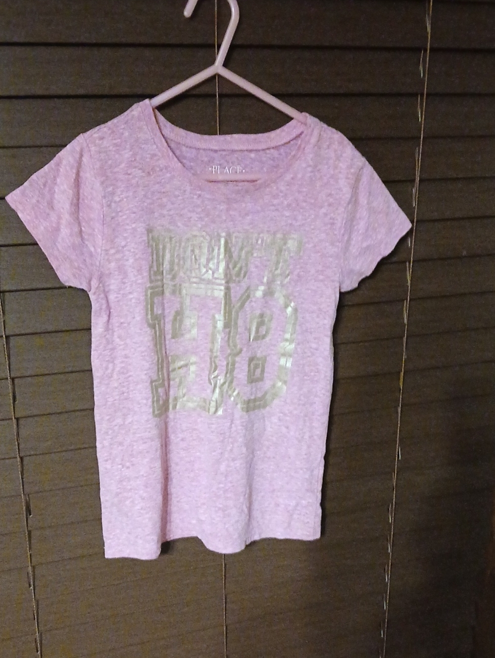 The Children's Place Light Pink Short Sleeve Tee with Metallic Gold Graphic